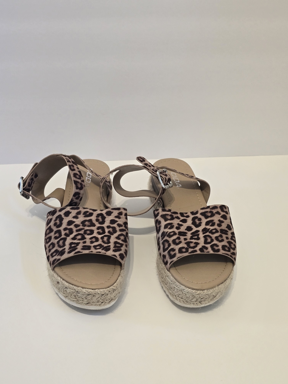 Soda Leopard Print Espadrille Platform Sandals - Brown/Tan